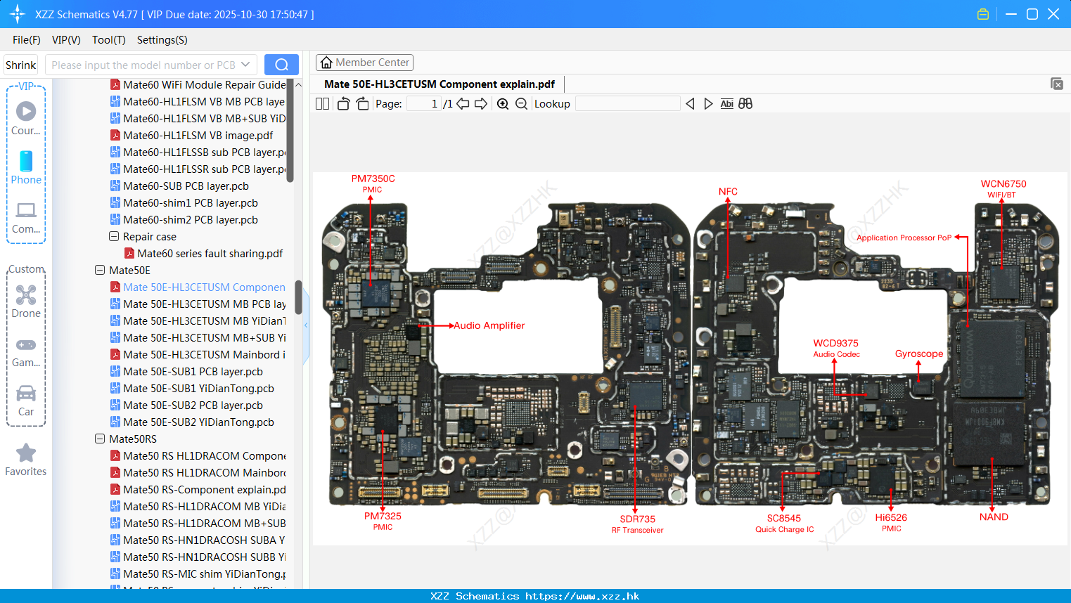 Huawei Mate 50E-HL3CETUSM Component Explain